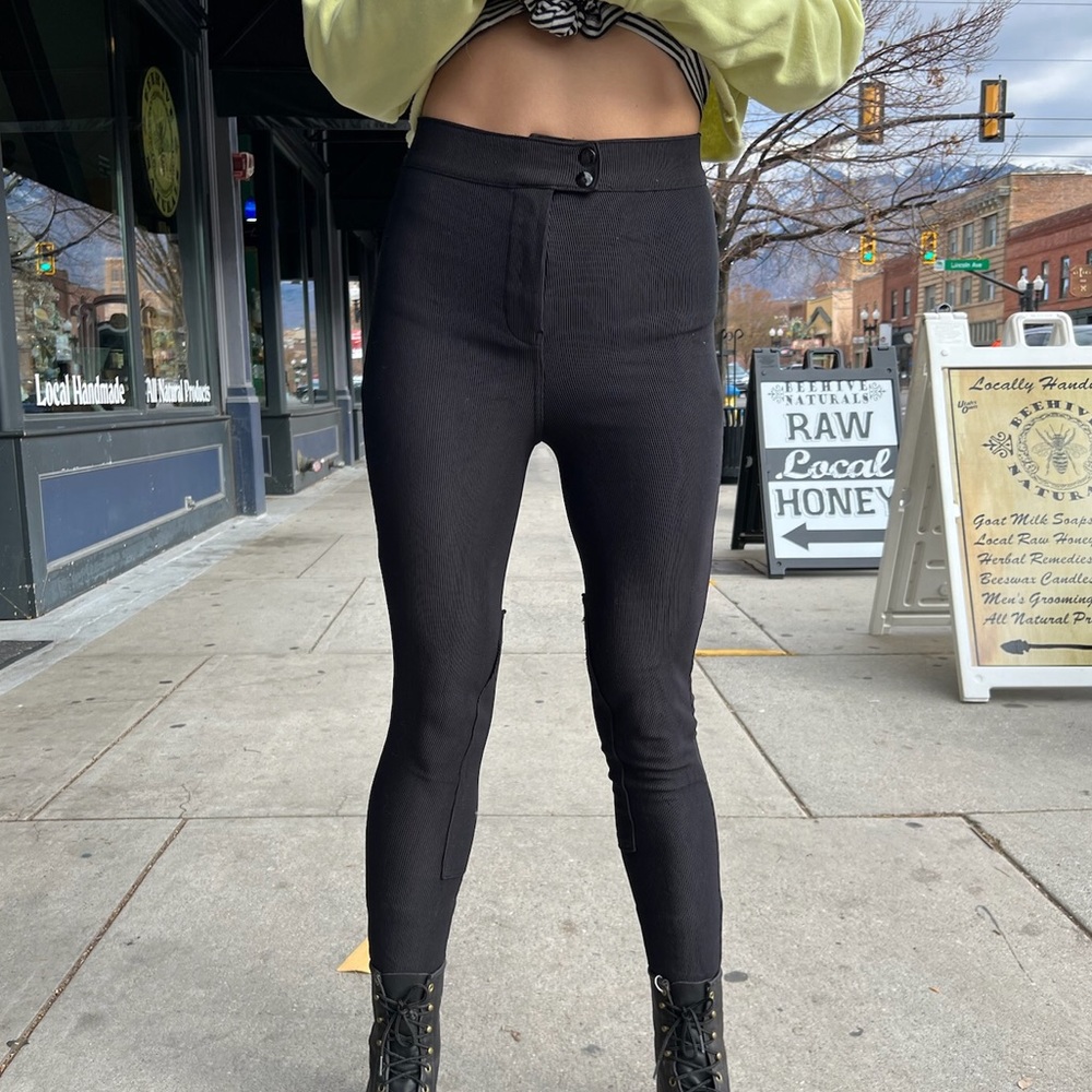 American apparel riding ribbed moto leggings